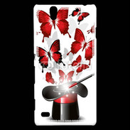 Coque Sony Xperia C4 Papillons magiques rouges
