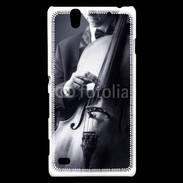 Coque Sony Xperia C4 Violoncelliste en noir et blanc 5