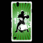 Coque Sony Xperia C4 Illustration football américain sur fond vert