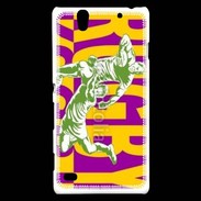 Coque Sony Xperia C4 Poster rugby sur fond jaune