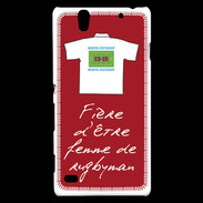 Coque Sony Xperia C4 Femme de rugbyman Bonus offensif-défensif Rouge