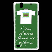 Coque Sony Xperia C4 Femme de rugbyman Bonus offensif-défensif Vert