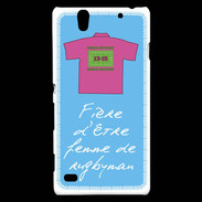 Coque Sony Xperia C4 Femme de rugbyman Bonus offensif-défensif Bleu