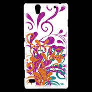 Coque Sony Xperia C4 motif floral orange
