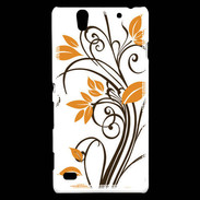 Coque Sony Xperia C4 motif floral marron