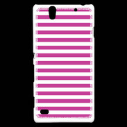 Coque Sony Xperia C4 rayures blanches et roses