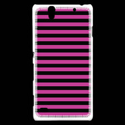 Coque Sony Xperia C4 rayures noires et roses