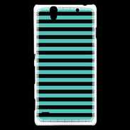 Coque Sony Xperia C4 rayures noires et bleues