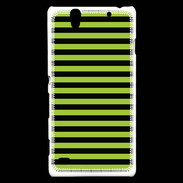 Coque Sony Xperia C4 rayures noires et vertes