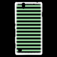 Coque Sony Xperia C4 rayures vert d'eau et noires