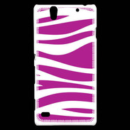 Coque Sony Xperia C4 zèbre rose & blanc