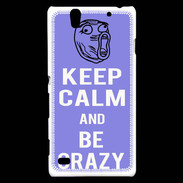 Coque Sony Xperia C4 Keep calm Be Crazy Bleu