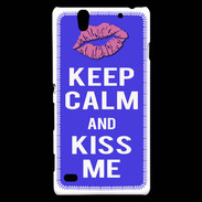 Coque Sony Xperia C4 Keep Calm Kiss me Bleu