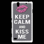 Coque Sony Xperia C4 Keep Calm Kiss me Gris