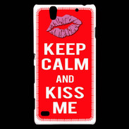 Coque Sony Xperia C4 Keep Calm Kiss me Rouge