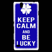 Coque Sony Xperia C4 Keep Calm Be lucky Bleu
