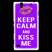 Coque Sony Xperia C4 Keep Calm Kiss me Violet