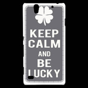 Coque Sony Xperia C4 Keep Calm Be lucky Gris