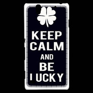 Coque Sony Xperia C4 Keep Calm Be lucky Noir