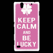 Coque Sony Xperia C4 Keep Calm Be Lucky Rose