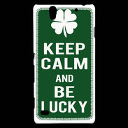 Coque Sony Xperia C4 Keep Calm Be lucky Vert