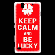 Coque Sony Xperia C4 Keep Calm Be Lucky Rouge