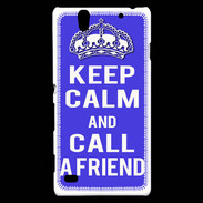 Coque Sony Xperia C4 Keep Calm Call friend Bleu