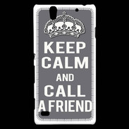 Coque Sony Xperia C4 Keep Calm Call friend Gris