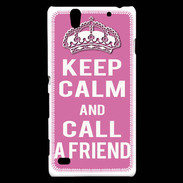 Coque Sony Xperia C4 Keep Calm Call Rose
