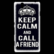 Coque Sony Xperia C4 Keep Calm Call friend Noir
