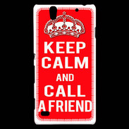 Coque Sony Xperia C4 Keep Calm Call friend Rouge