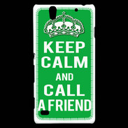Coque Sony Xperia C4 Keep Calm Call friend Vert