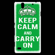 Coque Sony Xperia C4 Keep Calm Carry on Vert