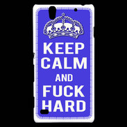 Coque Sony Xperia C4 Keep Calm Fuck hard bleu