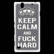 Coque Sony Xperia C4 Keep calm Fuck hard Gris