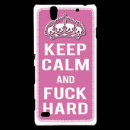 Coque Sony Xperia C4 Keep Calm Fuck hard Rose
