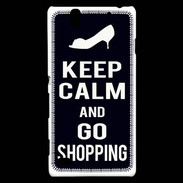 Coque Sony Xperia C4 Keep Calm Go Shopping Noir
