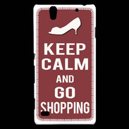 Coque Sony Xperia C4 Keep Calm Go Shopping Brique