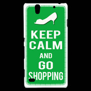 Coque Sony Xperia C4 Keep Calm Go Shopping Vert
