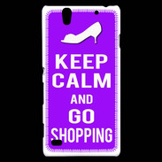 Coque Sony Xperia C4 Keep Calm Go Shopping Violet