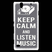 Coque Sony Xperia C4 Keep Calm Listen music Gris