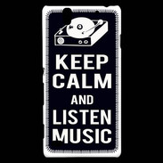 Coque Sony Xperia C4 Keep Calm Listen music Noir