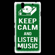 Coque Sony Xperia C4 Keep Calm Listen music Vert