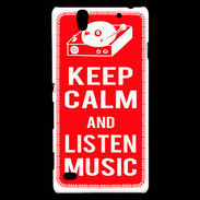 Coque Sony Xperia C4 Keep Calm Listen music Rouge