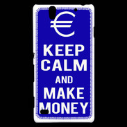 Coque Sony Xperia C4 Keep Calm Make money Bleu