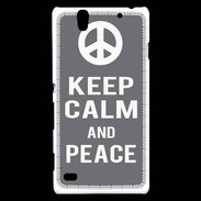 Coque Sony Xperia C4 Keep Calm Peace Gris