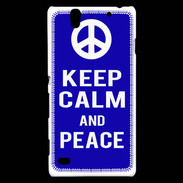 Coque Sony Xperia C4 Keep Calm Peace Bleu