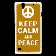 Coque Sony Xperia C4 Keep Calm Peace Orange