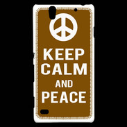 Coque Sony Xperia C4 Keep Calm Peace Marron