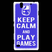 Coque Sony Xperia C4 Keep Calm Play games Bleu